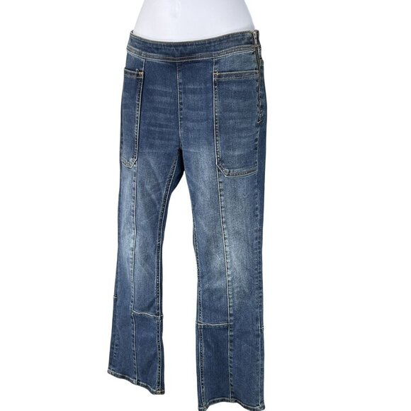 Pilcro & The Letterpress Womens 27 US 4 Flare Crop Jeans Side Zip Patch Pockets - Picture 7 of 16